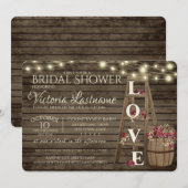 Ladder Wijn Barrel en Roos Rustisch Vrijgezellenfe Kaart (Voorkant / Achterkant)