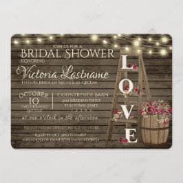 Ladder Wijn Barrel en Roos Rustisch Vrijgezellenfe Kaart