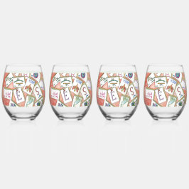 lade met roze tegels wijnglas zonder voet