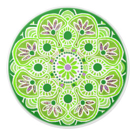 Lade Trek lime groen patroon Keramische knop