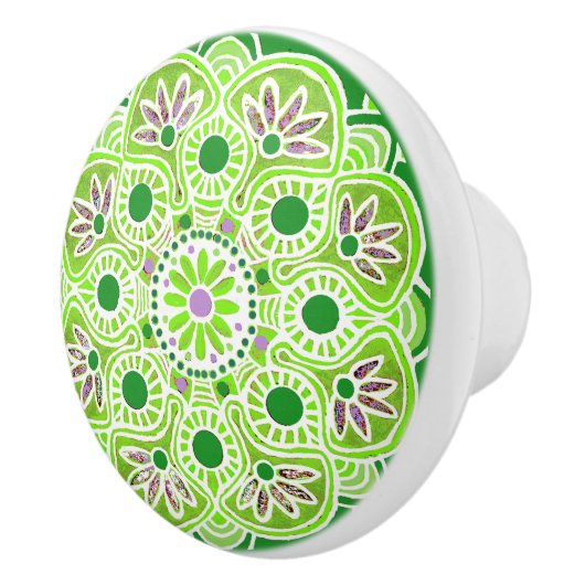 Lade Trek lime groen patroon Keramische knop (Rechts)