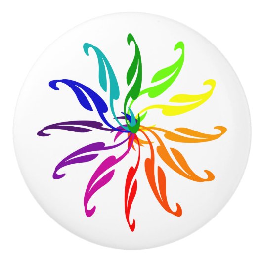 Lade trekken - kleur wiel bladeren keramische knop (Voorkant)