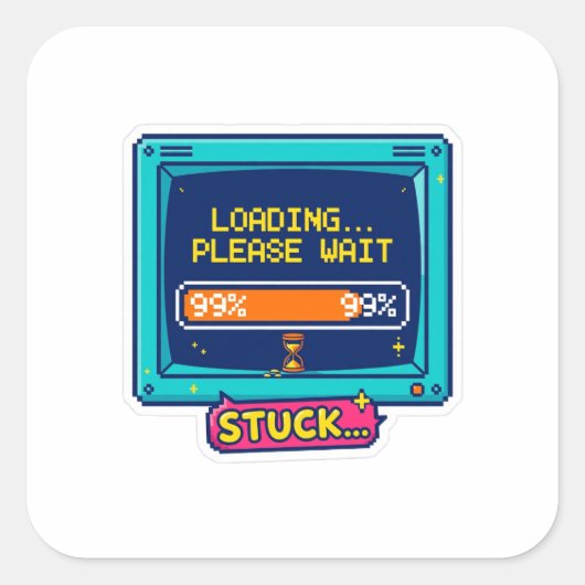 Laden Even Geduld Leuk Retro Tech Sticker (Voorkant)