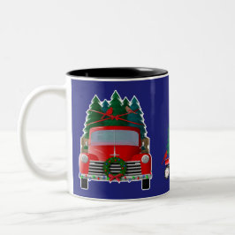 Laden kerstbomen Little Red Truck Tweekleurige Koffiemok