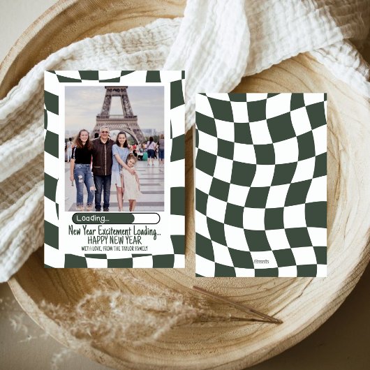 Laden...Retro Groovy Trendy Gelukkig Nieuwjaar 202 Feestdagenkaart