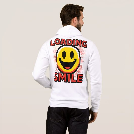 Laden Smiley – Retro Pixel Art 8-Bit Smiley Gezich Hoodie (Achterkant volledig)