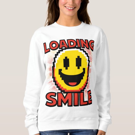 Laden Smiley – Retro Pixel Art 8-Bit Smiley Gezich Trui (Voorkant)