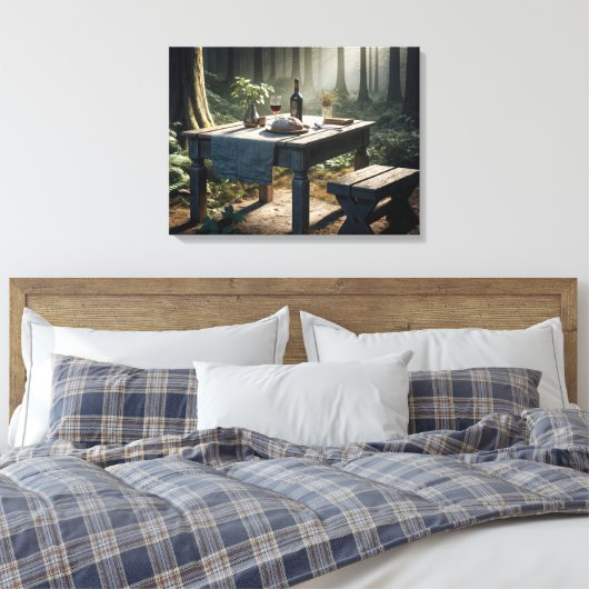 Laden van brood en wijn op de tafel canvas afdruk (Insitu (Slaapkamer))