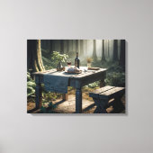 Laden van brood en wijn op de tafel canvas afdruk (Voorkant)