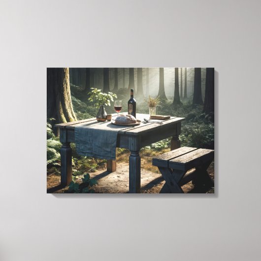 Laden van brood en wijn op de tafel canvas afdruk (Voorkant)