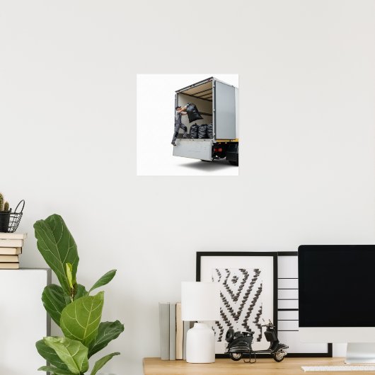 laden van vrachtwagens voor afvalbeheer poster (Thuiskantoor)