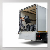 laden van vrachtwagens voor afvalbeheer poster (Voorkant)