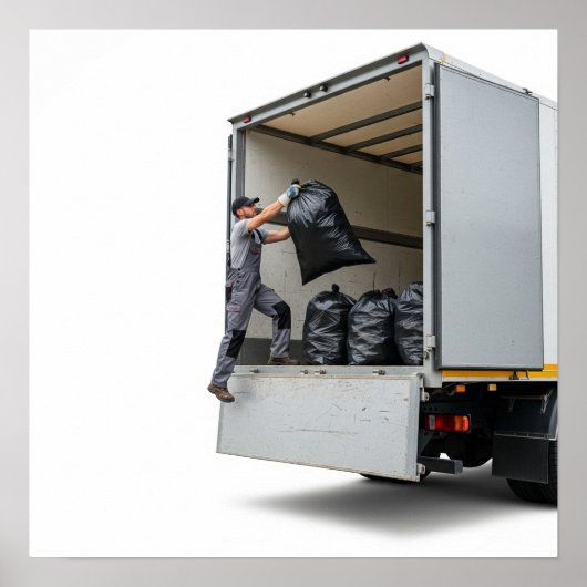 laden van vrachtwagens voor afvalbeheer poster (Voorkant)