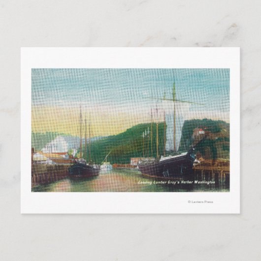 Ladend Lumber op Schoonerscène Briefkaart (Voorkant)