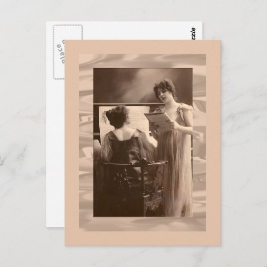 Ladies at piano and singing  Victorian Briefkaart (Voorkant / Achterkant)