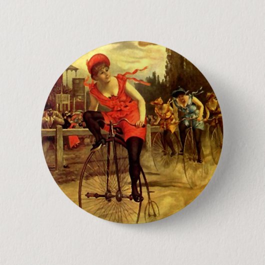 LADIES  BIKE RACING BICYCLE RACE RONDE BUTTON 5,7 CM (Voorkant)