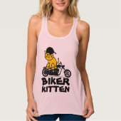 LADIES CAT BIKER KITTEN MOTORCYCLE T-SHIRS TANKTOP (Voorkant)