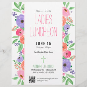 Ladies Church Luncheon Lente Bloemen QR Code Flyer