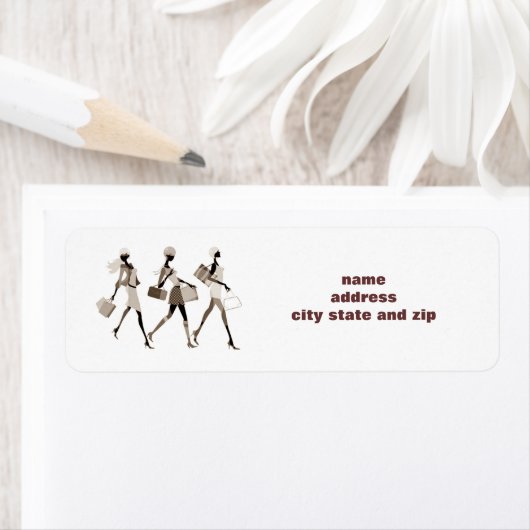 LADIES DAY OUT SHOPPING ADRESETIKETTEN ETIKET (Insitu)