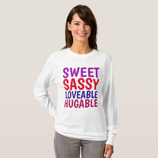 LADIES GIRLS T-Shirts, SWEET SASSY HUGABLE T-shirt (Voorkant volledig)