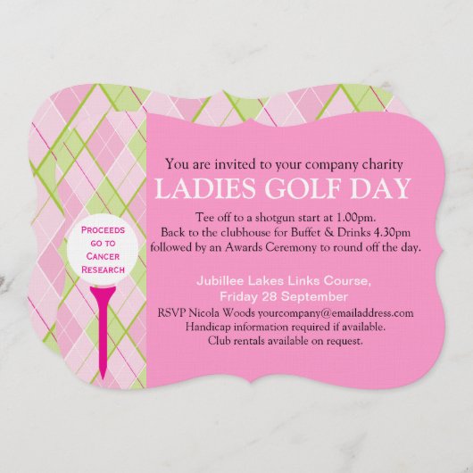 Ladies Golf dag corporate groep event uitnodiging (Voorkant / Achterkant)