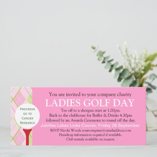 Ladies Golf dag corporate groep event uitnodiging (Staand voorkant)