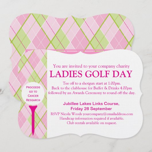 Ladies Golf dag corporate groep event uitnodiging (Voorkant / Achterkant)