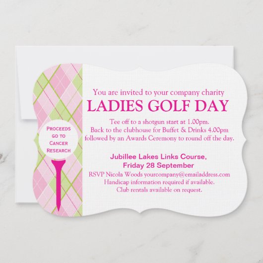 Ladies Golf dag corporate groep event uitnodiging (Voorkant)