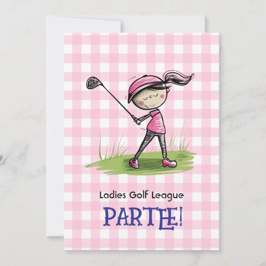 Ladies Golf League Celebration Cartoon Invitation Kaart (Voorkant)
