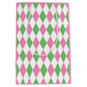 Ladies Golf League Gift Bag – Pink & Green Argyle  Medium Cadeauzakje (Voorkant)