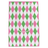 Ladies Golf League Gift Bag – Pink & Green Argyle  Medium Cadeauzakje (Achterkant)