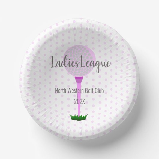 Ladies Golf League Pink Dot Party Bowl Papieren Kommen (Voorkant)