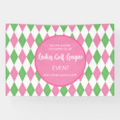 Ladies Golf League Pink Green Argyle Custom Banner (Horizontaal)