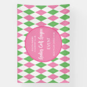 Ladies Golf League Pink Green Argyle Custom Banner (Verticaal)