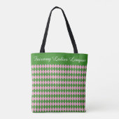 Ladies Golf League Tote Bag – Pink & Green Argyle (Achterkant)
