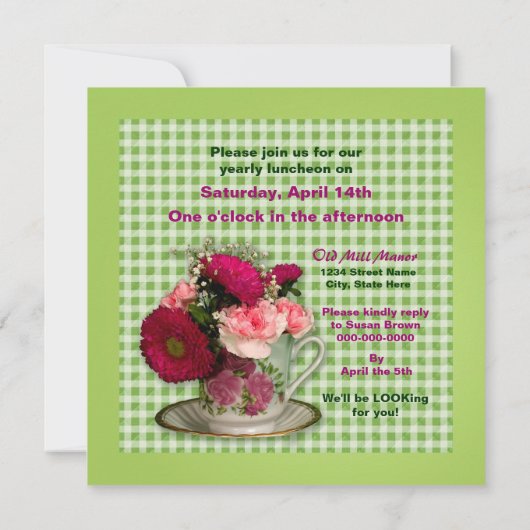 LADIES-INVITATIE - MULTI-DOEL/Lunch, enz. Kaart (Achterkant)