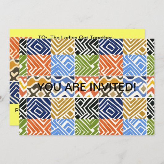 LADIES KOMEN SAMEN MET INVITATIE-INLICHTINGEN EN V KAART (Voorkant / Achterkant)