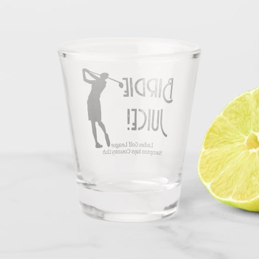 Ladies League Golf Club-lid Birdie Shot Glass Shot Glas (Achterkant)