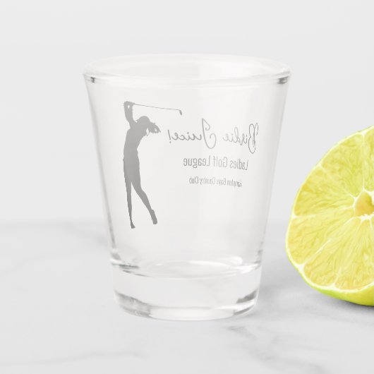 Ladies League Golf Club-lid Birdie Shot Glass Shot Glas (Achterkant)