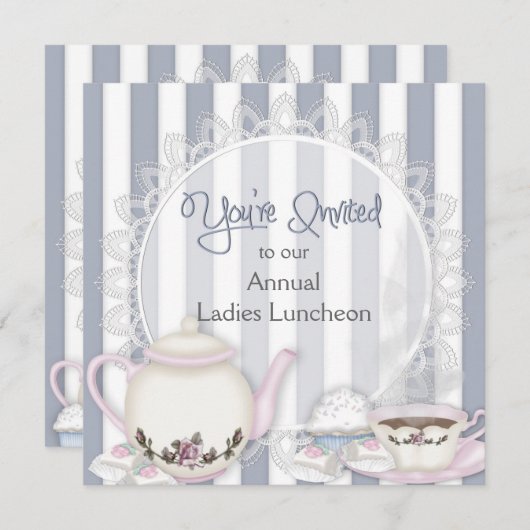LADIES LUNHEON INVITATION - TEA TIME KAART (Voorkant / Achterkant)