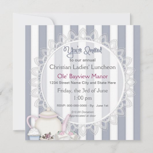 LADIES LUNHEON INVITATION - TEA TIME KAART (Achterkant)