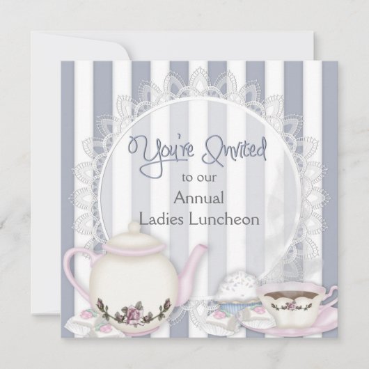 LADIES LUNHEON INVITATION - TEA TIME KAART (Voorkant)