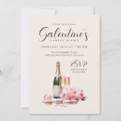Ladies Night Galentine's Champagne en Rozen Kaart (Voorkant)