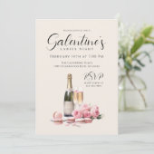 Ladies Night Galentine's Champagne en Rozen Kaart (Staand voorkant)