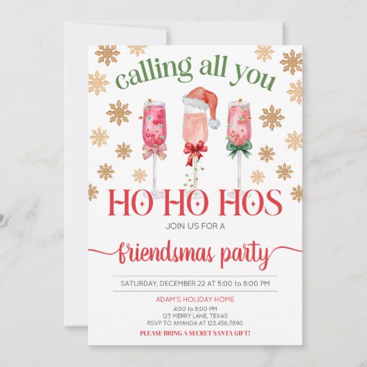 Ladies Night kerstfeest uitnodiging (Voorkant)