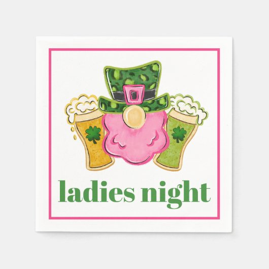 Ladies Night Leprechaun Beer St Patrick's Day Servet (Voorkant)