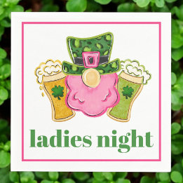 Ladies Night Leprechaun Beer St Patrick's Day Servet