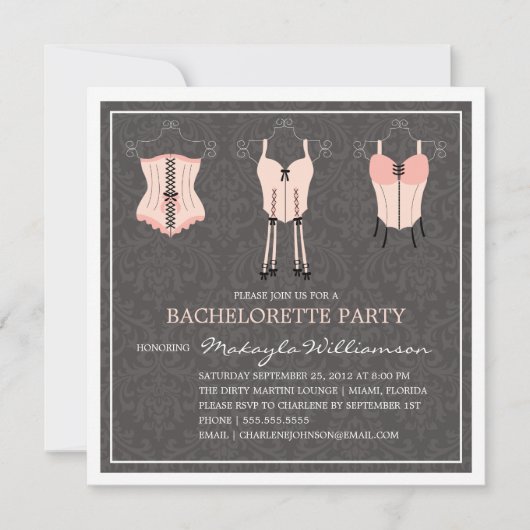 LADIES NIGHT LINGERIE | INVITE BACHELORETTE PARTIJ KAART (Voorkant)