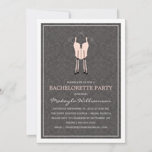LADIES NIGHT LINGERIE | INVITE BACHELORETTE PARTIJ KAART (Voorkant)