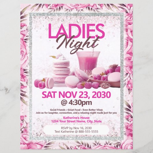 Ladies Night Party Pink Flyer Template (Voorkant)